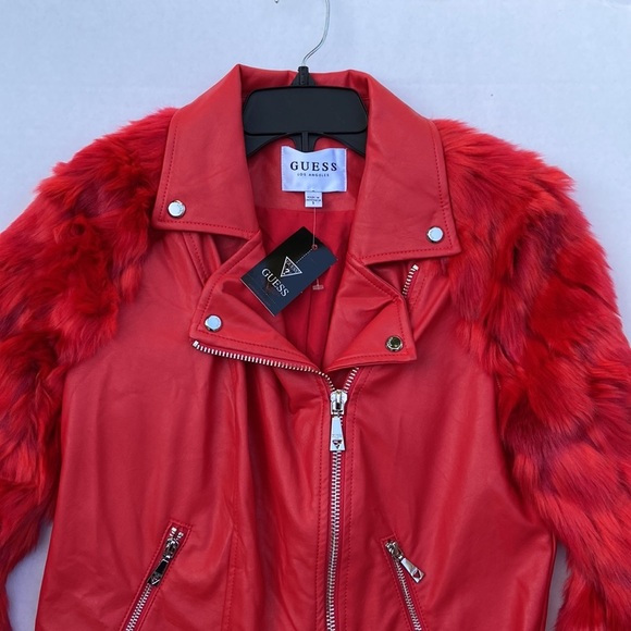 New GUESS Genuine Guess Leather Jacket With Faux SZ S - Picture 4 of 8